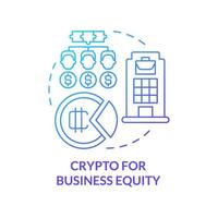 crypto para el icono de concepto de gradiente azul de equidad empresarial. beneficio de la criptomoneda en el uso ilustración de línea delgada de idea abstracta. opción de participación en los beneficios. dibujo de contorno aislado. innumerables fuentes pro-bold utilizadas vector