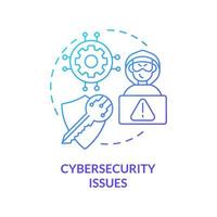 Cybersecurity issues blue gradient concept icon. Cryptocurrency disadvantage abstract idea thin line illustration. Ransomware attacks. Isolated outline drawing. Myriad Pro-Bold font used vector