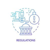 Regulations blue gradient concept icon. Crypto-currency weak point abstract idea thin line illustration. Laws and prohibitions related crypto. Isolated outline drawing. Myriad Pro-Bold font used vector