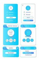 Online doctor services profile UI elements kit. Isolated vector components. Flat navigation menus and interface buttons template. Web design widget collection for mobile application light theme