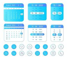 Online medicine calendar UI elements kit. Telehealth. Isolated vector components. Flat navigation menus and interface buttons template. Web design widget collection for mobile application light theme