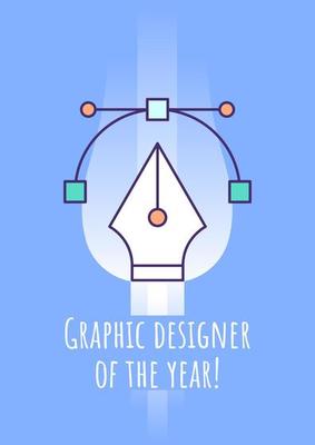 Graphic designer of year greeting card with color icon element. Artist. Postcard vector design. Decorative flyer with creative illustration. Notecard with congratulatory message on blue