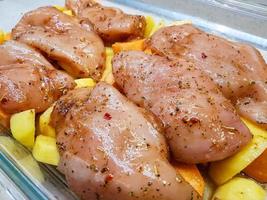 Roasted chicken breast fillet with herbs and spices photo