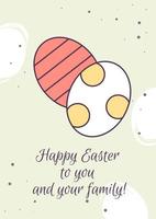 Happy easter to you greeting card with color icon element. Christian holiday. Postcard vector design. Decorative flyer with creative illustration. Notecard with congratulatory message on grey