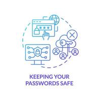 Keeping your passwords safe blue gradient concept icon. Cybersecurity. Digital basic foundation skills abstract idea thin line illustration. Isolated outline drawing. Myriad Pro-Bold fonts used vector