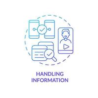 Handling information blue gradient concept icon. Search and share content. Digital skills abstract idea thin line illustration. Isolated outline drawing. Myriad Pro-Bold fonts used vector