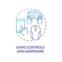 Using controls and hardware blue gradient concept icon. Appliances. Digital basic foundation skills abstract idea thin line illustration. Isolated outline drawing. Myriad Pro-Bold fonts used vector