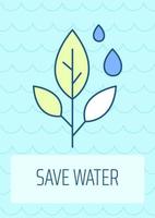 Save freshwater greeting card with color icon element. Save planet. Postcard vector design. Decorative flyer with creative illustration. Notecard with congratulatory message on blue