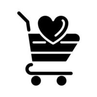 lista de deseos icono de glifo negro. productos que los clientes planean comprar. las compras en línea. interfaz y características del sitio web. símbolo de silueta en el espacio en blanco. pictograma sólido. ilustración vectorial aislada vector