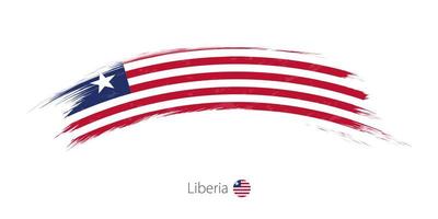 Flag of Liberia in rounded grunge brush stroke. vector