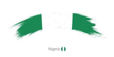 Flag of Nigeria in rounded grunge brush stroke. vector