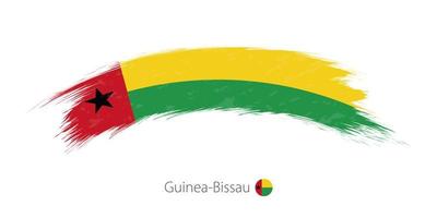 Flag of Guinea-Bissau in rounded grunge brush stroke. vector