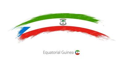 Flag of Equatorial Guinea in rounded grunge brush stroke. vector