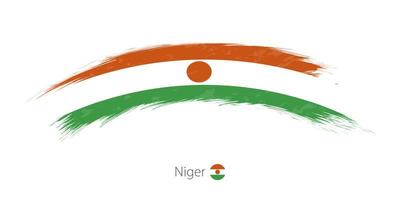 Flag of Niger in rounded grunge brush stroke. vector