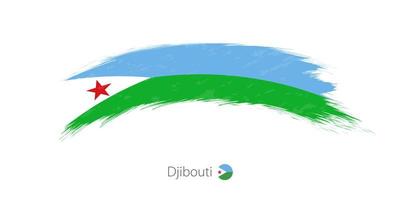 Flag of Djibouti in rounded grunge brush stroke. vector