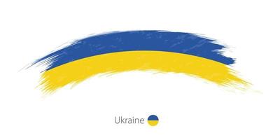 Flag of Ukraine in rounded grunge brush stroke. vector