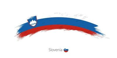 Flag of Slovenia in rounded grunge brush stroke. vector