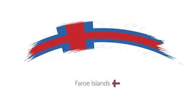 Flag of Faroe Islands in rounded grunge brush stroke. vector