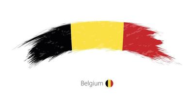 Flag of Belgium in rounded grunge brush stroke. vector
