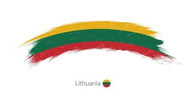 Flag of Lithuania in rounded grunge brush stroke. vector