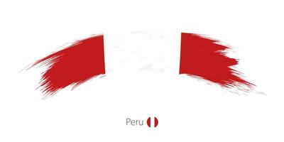 bandera de perú en trazo de pincel grunge redondeado. vector