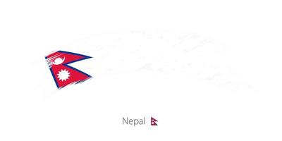 bandera de nepal en trazo de pincel grunge redondeado. vector