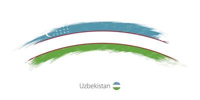 Flag of Uzbekistan in rounded grunge brush stroke. vector