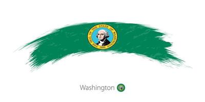 bandera de washington en trazo de pincel grunge redondeado. vector