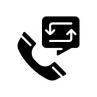 Call back option black glyph icon. Interactive voice system. Automatic calling. Call center. Help desk. Silhouette symbol on white space. Solid pictogram. Vector isolated illustration