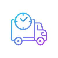 Shipping time gradient linear vector icon. Delivery service information. Online shopping. Shipping and transportation. Thin line color symbol. Modern style pictogram. Vector isolated outline drawing