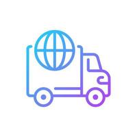 International delivery gradient linear vector icon. Worldwide shipment. Import and export. Online shopping. Thin line color symbol. Modern style pictogram. Vector isolated outline drawing
