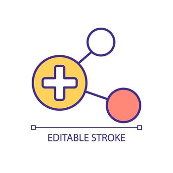 agregar nuevos usuarios al icono de color rgb de la red. marketing de medios sociales. construir la relación con los clientes. ilustración vectorial aislada. dibujo de línea rellena simple. trazo editable. fuente arial utilizada vector