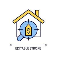 House searching services RGB color icon. Help to find dwelling. Rent apartment and home. Real estate. Isolated vector illustration. Simple filled line drawing. Editable stroke. Arial font used