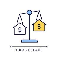 House comparables RGB color icon. Similar condition homes comparison. Real estate evaluation. Isolated vector illustration. Simple filled line drawing. Editable stroke. Arial font used