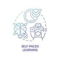 Self paced learning blue gradient concept icon. Own time, schedule. Elearning abstract idea thin line illustration. Isolated outline drawing. Editable stroke. Roboto-Medium, Myriad Pro-Bold fonts used vector