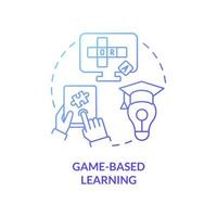 Game based learning blue gradient concept icon. Engagement and motivation abstract idea thin line illustration. Isolated outline drawing. Editable stroke. Roboto-Medium, Myriad Pro-Bold fonts used vector