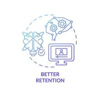 Better retention blue gradient concept icon. Advantage of electronic learning abstract idea thin line illustration. Isolated outline drawing. Editable stroke. Roboto-Medium, Myriad Pro-Bold fonts used vector