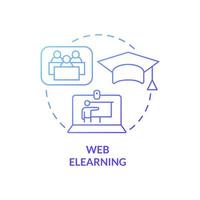 Web elearning blue gradient concept icon. Distant education. Electronic class abstract idea thin line illustration. Isolated outline drawing. Editable stroke. Roboto-Medium, Myriad Pro-Bold fonts used vector