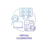 Virtual classroom blue gradient concept icon. Video conferencing. Elearning abstract idea thin line illustration. Isolated outline drawing. Editable stroke. Roboto-Medium, Myriad Pro-Bold fonts used vector