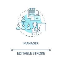 Manager turquoise concept icon. Administration and control. Business career abstract idea thin line illustration. Isolated outline drawing. Editable stroke. Roboto-Medium, Myriad Pro-Bold fonts used vector