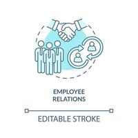 Employee relations turquoise concept icon. Skills for human resources abstract idea thin line illustration. Isolated outline drawing. Editable stroke. Roboto-Medium, Myriad Pro-Bold fonts used vector