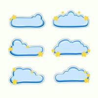 cute cloud label vector with yellow star for baby products with blue predominance