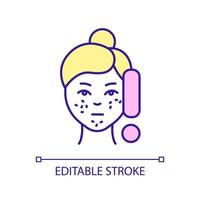 Enlarged pores on face treatment RGB color icon. Skincare routine. Beauty and healthcare. Isolated vector illustration. Simple filled line drawing. Editable stroke. Arial font used