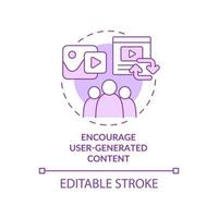 Encourage user-generated content purple concept icon. Real feedback abstract idea thin line illustration. Isolated outline drawing. Editable stroke. Roboto-Medium, Myriad Pro-Bold fonts used vector