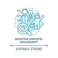 Boosting employee engagement turquoise concept icon. Business transparency abstract idea thin line illustration. Isolated outline drawing. Editable stroke. Roboto-Medium, Myriad Pro-Bold fonts used vector