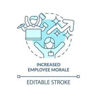 Increased employee morale turquoise concept icon. Business transparency abstract idea thin line illustration. Isolated outline drawing. Editable stroke. Roboto-Medium, Myriad Pro-Bold fonts used vector