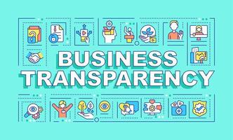 Business transparency word concepts green banner. Trustful company. Infographics with linear icons on background. Isolated typography. Vector color illustration with text. Arial-Black font used