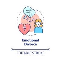 Emotional divorce concept icon. Painful marriage breakdown. Separation abstract idea thin line illustration. Isolated outline drawing. Editable stroke. Roboto-Medium, Myriad Pro-Bold fonts used vector