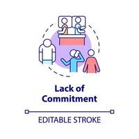 Lack of commitment concept icon. Relationship problem. Divorce reason abstract idea thin line illustration. Isolated outline drawing. Editable stroke. Roboto-Medium, Myriad Pro-Bold fonts used vector