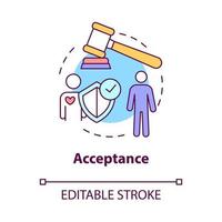 Acceptance concept icon. Partners separation. Final divorce stage abstract idea thin line illustration. Isolated outline drawing. Editable stroke. Roboto-Medium, Myriad Pro-Bold fonts used vector